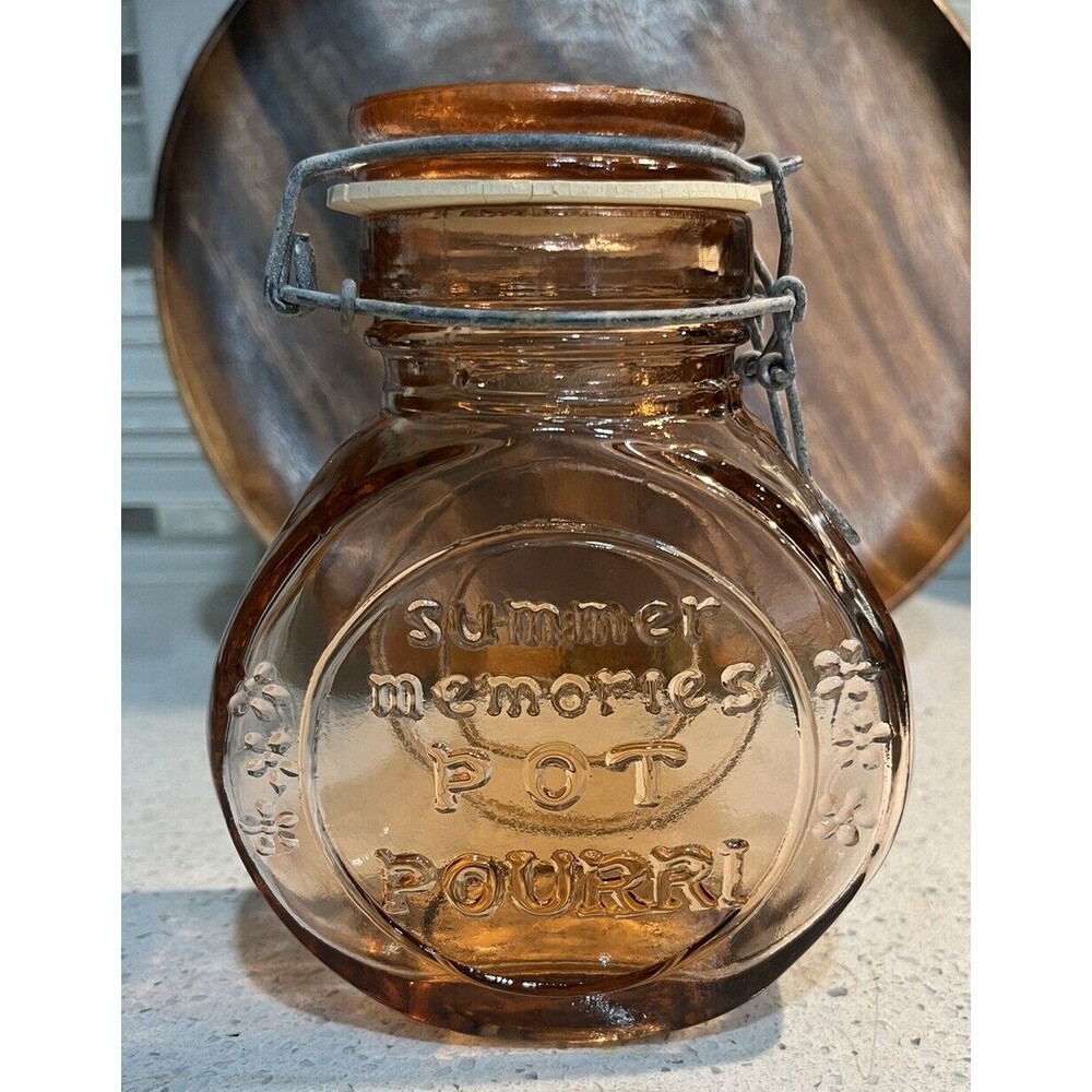 VINTAGE PINK CROWNFORD ITALIAN JAR SUMMER MEMORIES POTPOURRI BOTTLE 1980